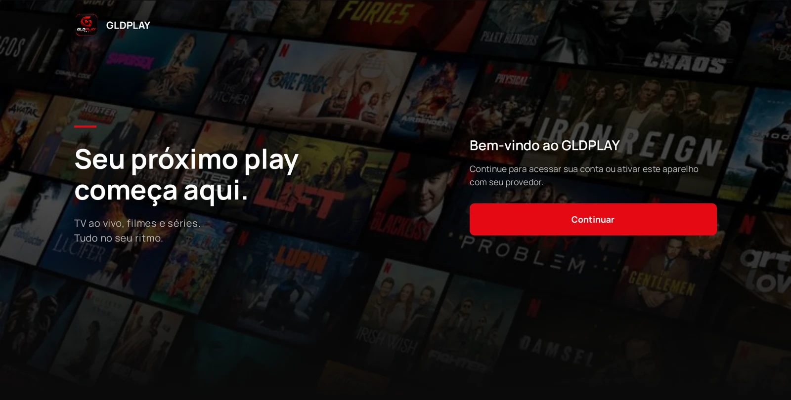 Tela inicial real do GLDPLAY 1.3.1 em emulador Android.
